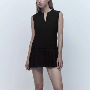 ZARA Black Short Pleated Dress XS
